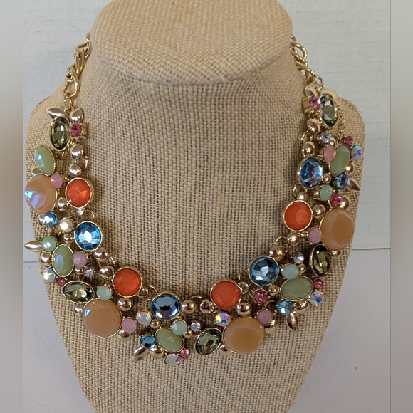 Necklace Bib Rhinestone Colorful Eye Catching - Picture 2 of 4
